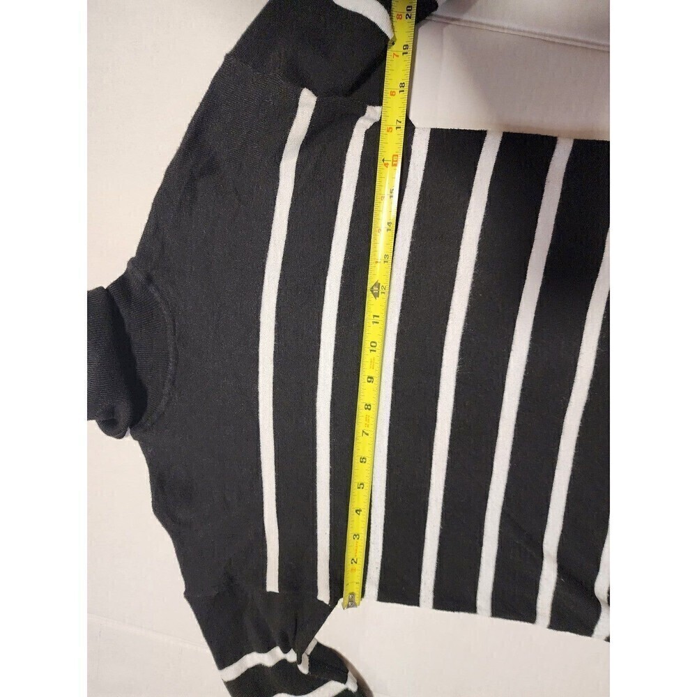 Primark Women's Fitted Long Sleeve Turtleneck Top Black and White - Picture 3 of 8
